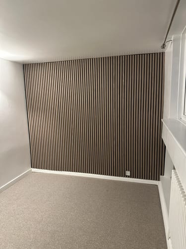 Customer photo review of Acoustic Slat Wall Panels Wooden Decorative Wall Panels Walnut Premium 2.4m x 0.6m