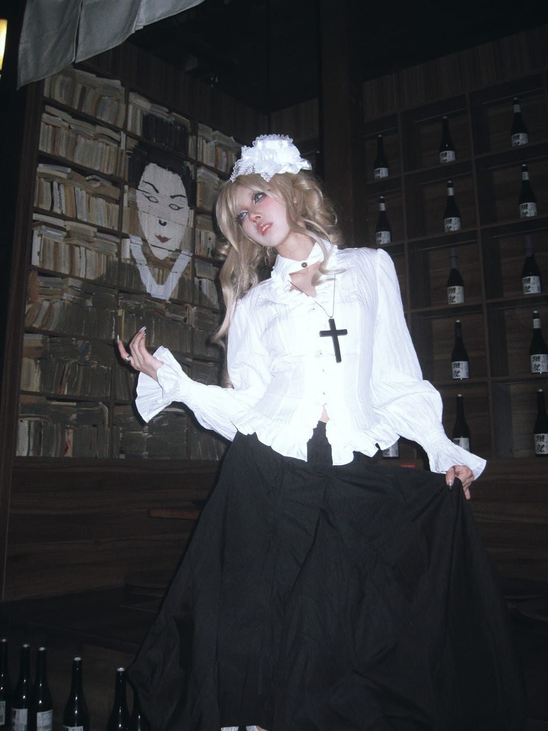Customer photo review of DOINDULGE Ruffled Structured Gothic Shirt