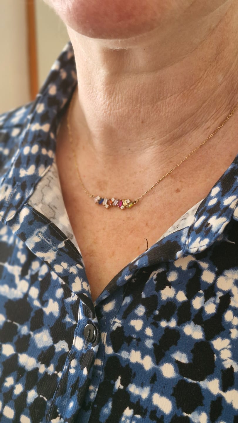 Customer photo review of Halskette Gelbgold 18k – Mivehâ-ye Rangin (Bunte Früchte)