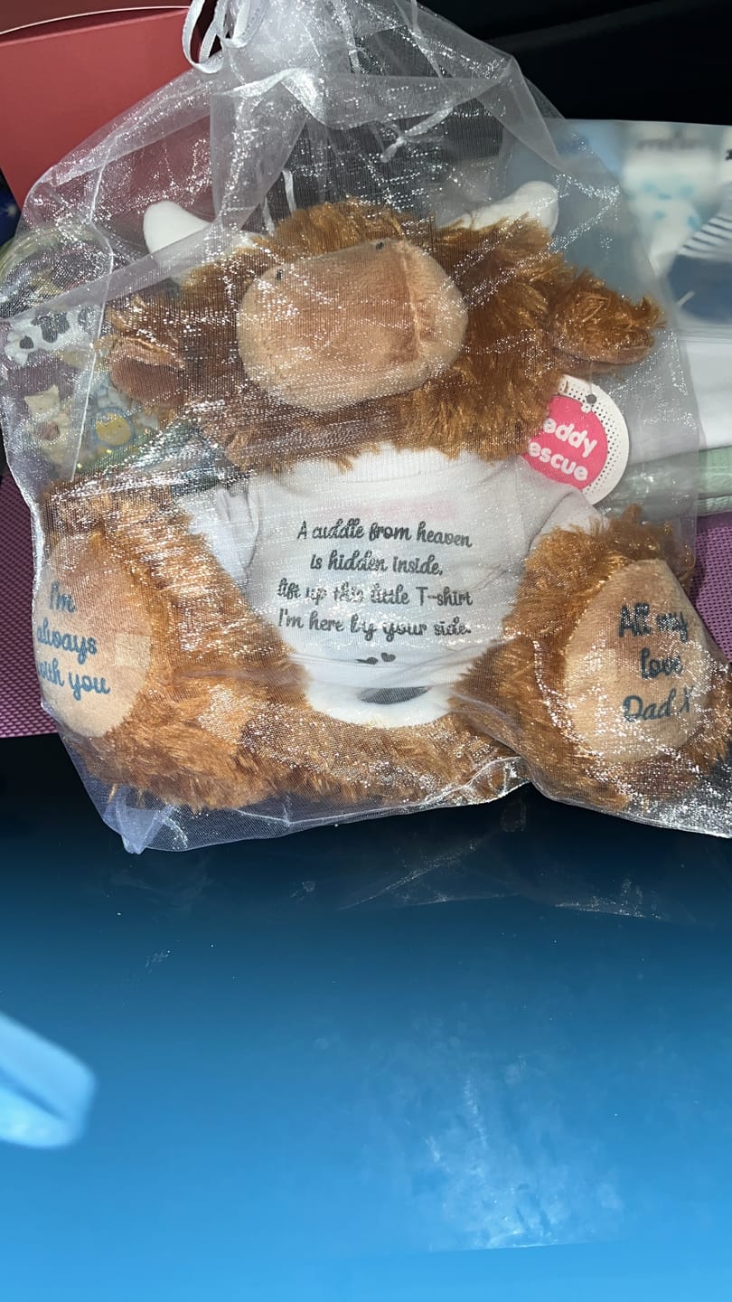 Customer photo review of Hidden Photo Surprise T-Shirt for 'Cuddle From Heaven' Teddy -  (T-SHIRT FITS ALL TEDDIES)