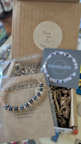 Customer photo review of Be joyful in hope, patient in affliction, faithful in prayer. VERSELET®