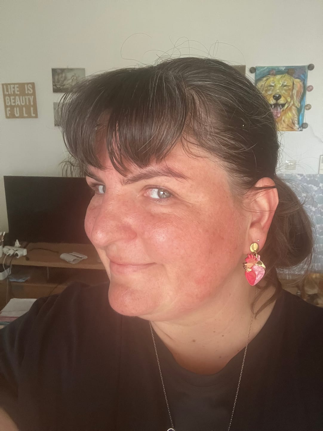Customer photo review of Anatomical Heart Earrings - pink