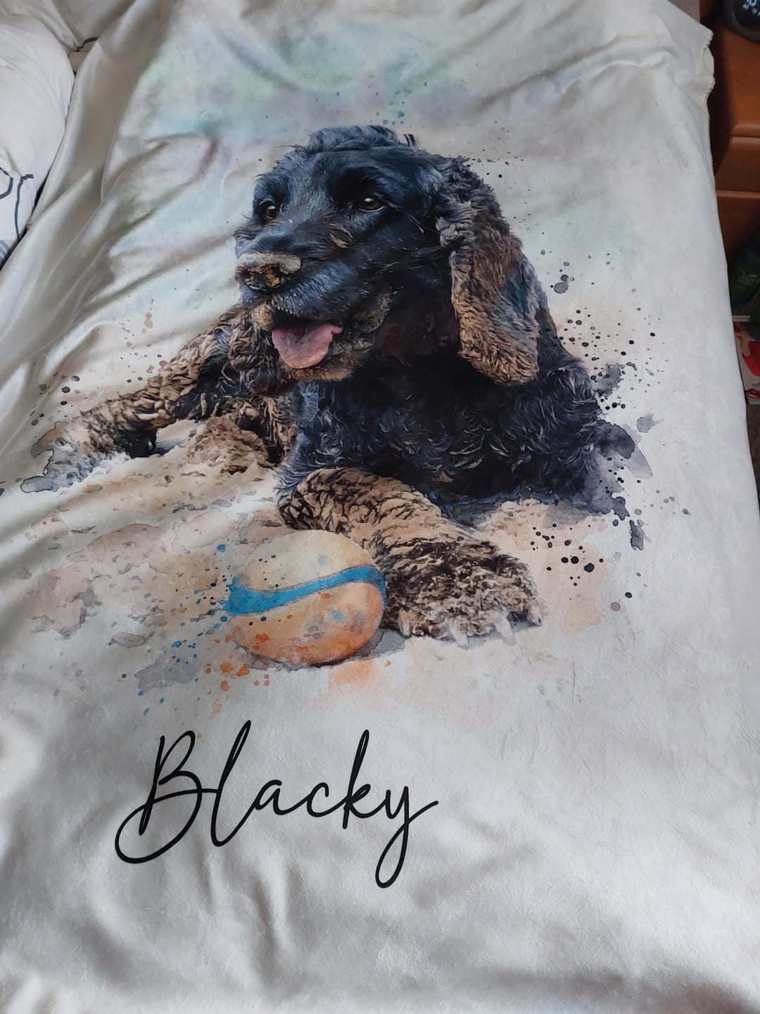 Customer photo review of Personalisierte Decke "Aquarell Haustier"
