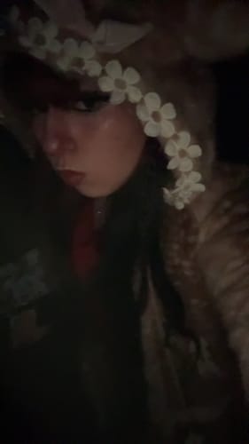Customer photo review of [Rose Island] Deer In Flower Field Faux Fur Coat
