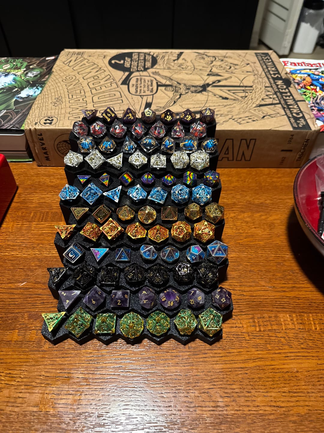 Customer photo review of Rainbow Dragon Liquid Core Dice Set - Red and Silver