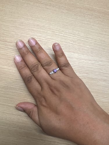 Customer photo review of 1.0Ct Purple Amethyst Silver Round Solitaire Ring For Women