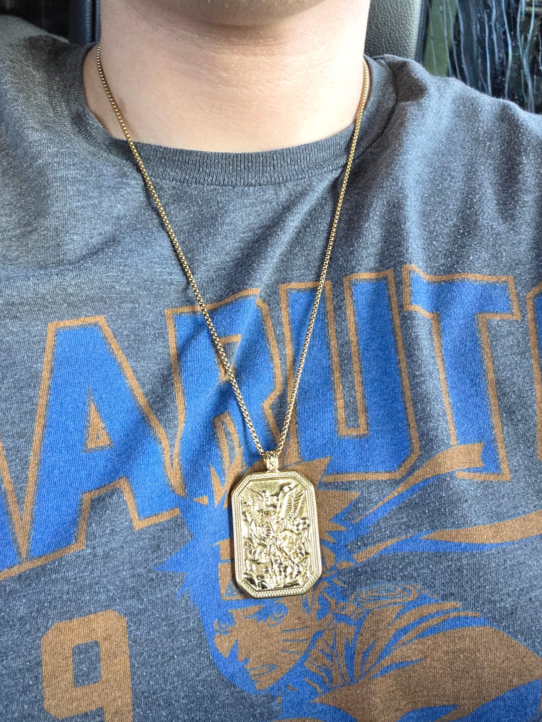 Customer photo review of FREE Today: Classic Style St. Michael the Archangel Protection Stainless Steel Pendant Necklace