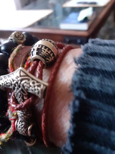 Customer photo review of Viking Bracelet With Thor's Hammer and Vegvisir Bead, Bronze