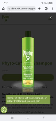 Customer photo review of Plantur 39 Phyto-Caffeine Shampoo: Coloured Hair (250ml)