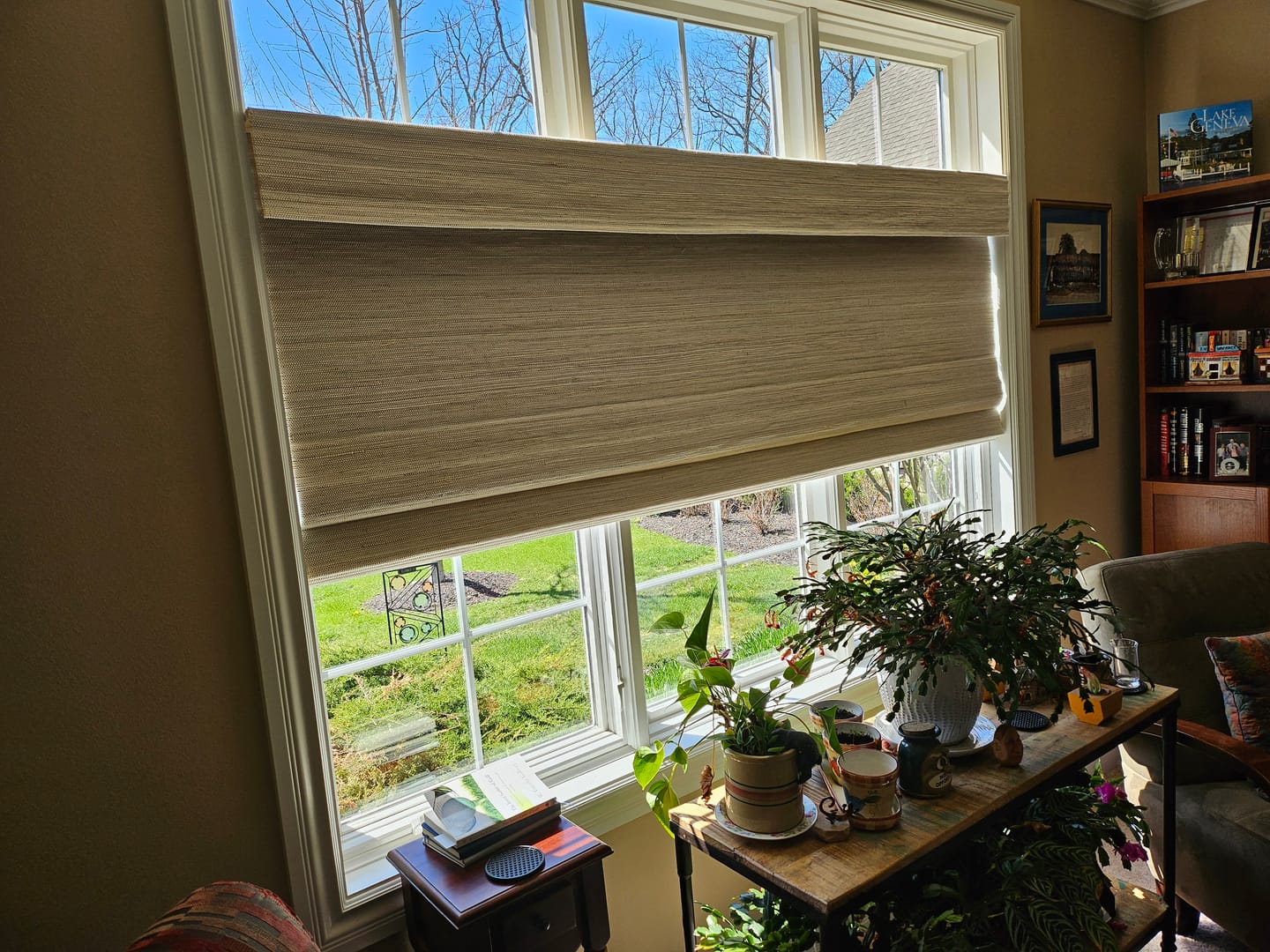 Customer photo review of SmartWings Motorized Woven Wood Shades 50%/70%/100% Blackout Orithyia
