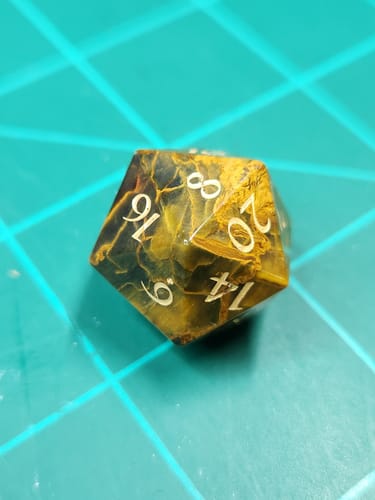 Customer photo review of URWizards D&D Pietersite Gemstone Engraved Dice Set(Limited edition)