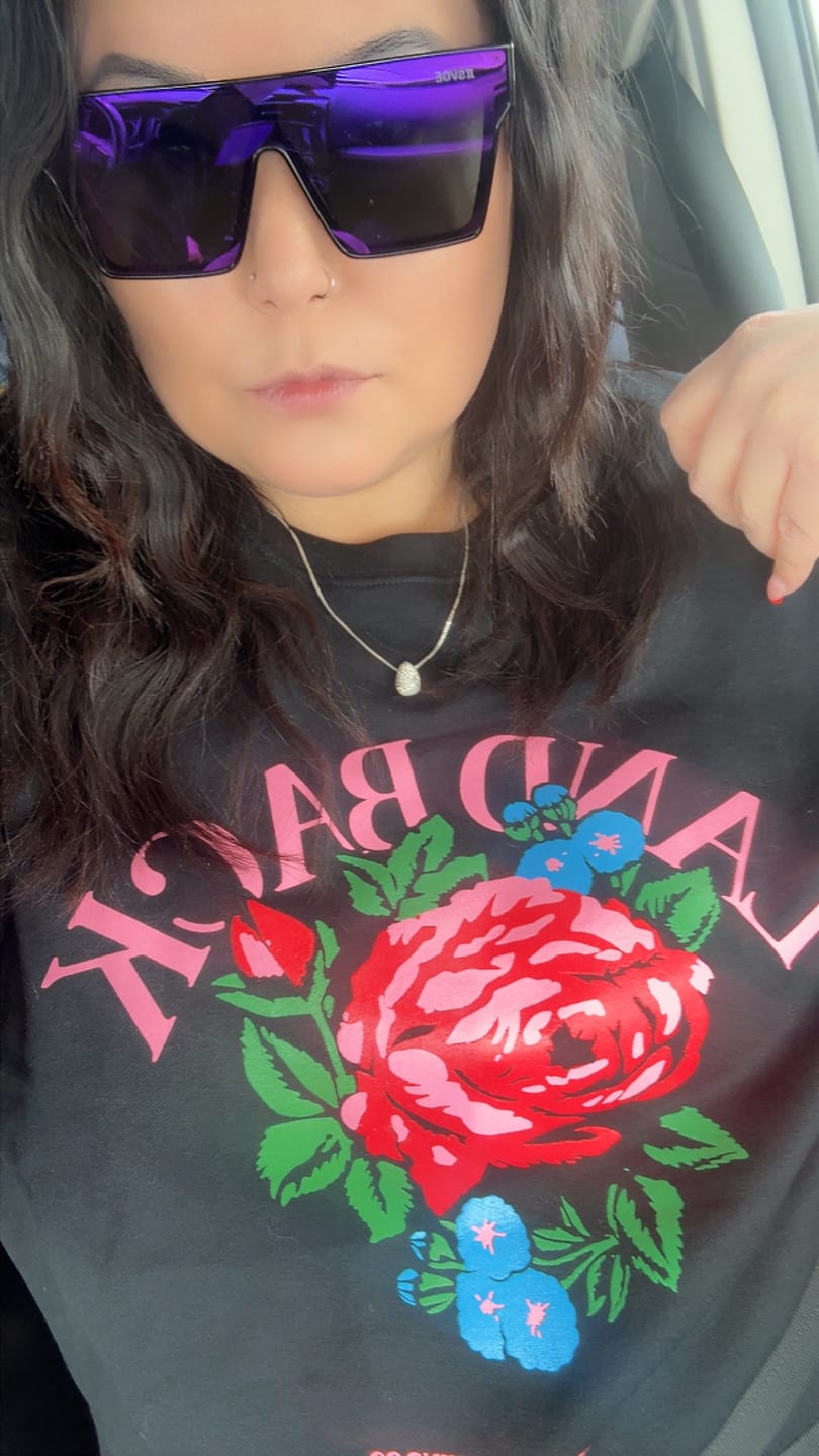 Customer photo review of Rose Land Back Crewneck