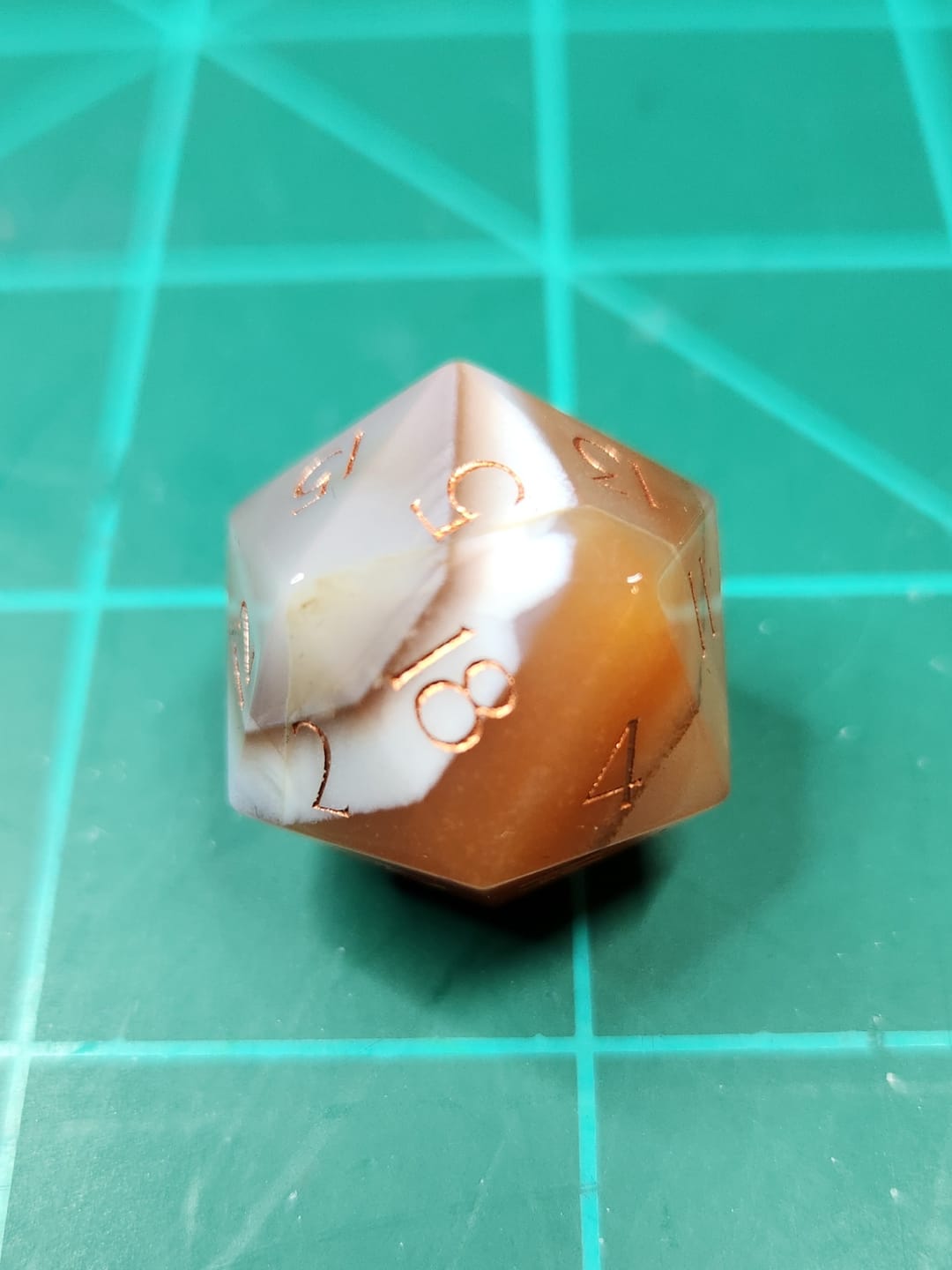 Customer photo review of URWizards D&D Nanhong Agate Gemstone Engraved Dice Set(Limited edition)