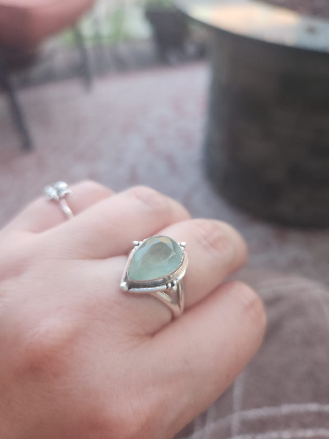 Customer photo review of Teardrop Aquamarine Ring Sterling Silver