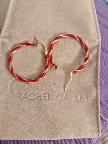 Customer photo review of Taffy Enamel Bamboo Hoops With Zircons