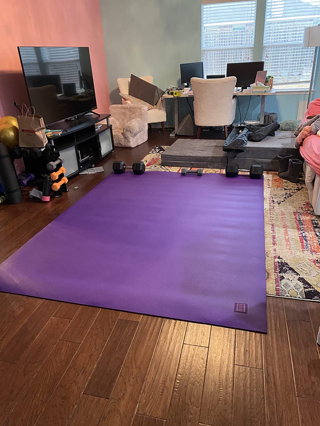 Customer photo review of GXMMAT Large Exercise Mat 6'x8'