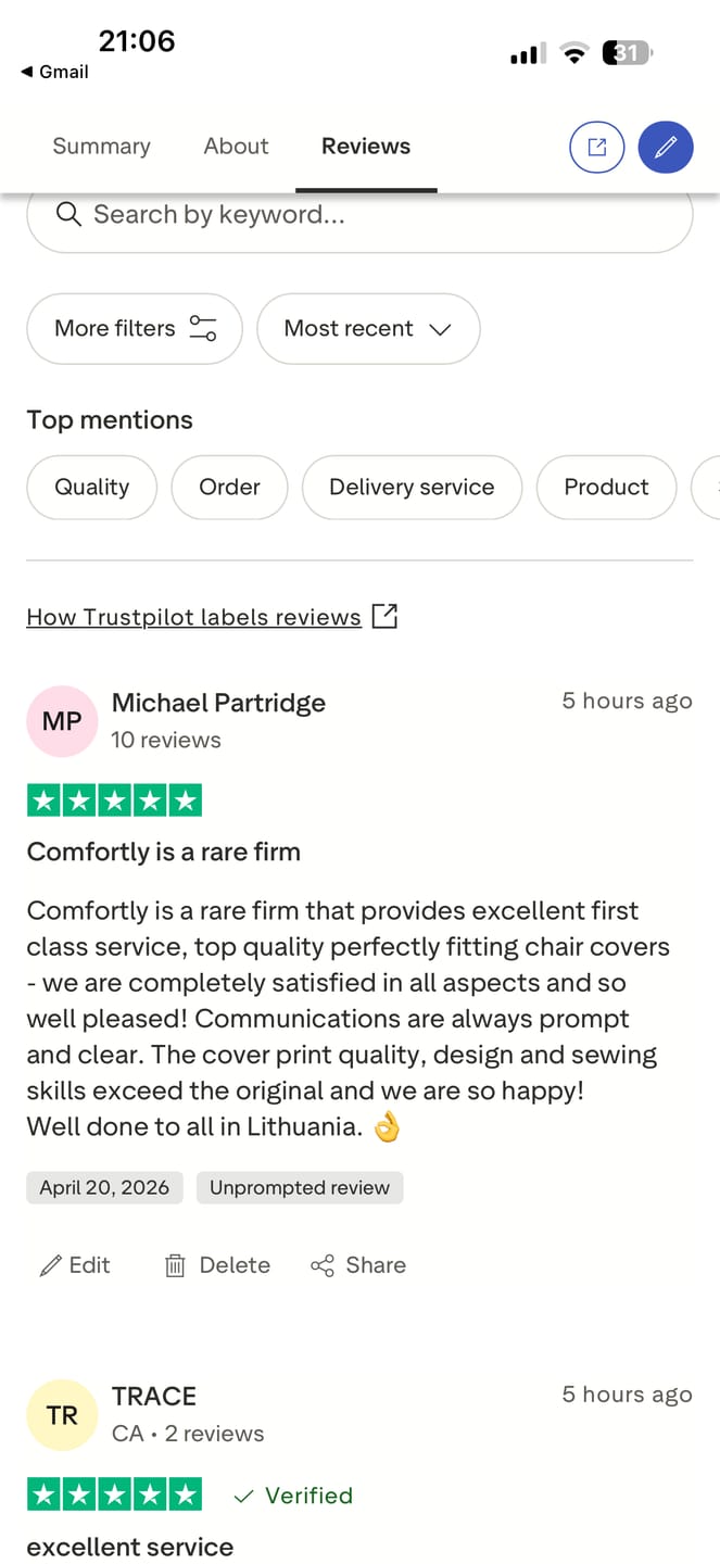 Customer photo review of Fabric Samples