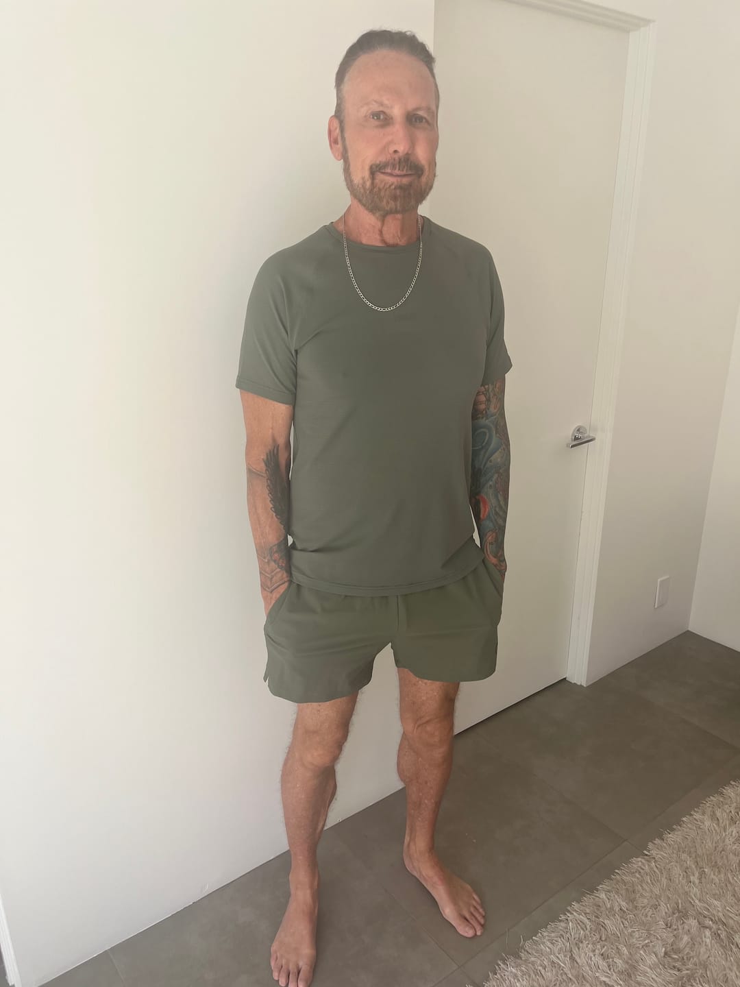 Customer photo review of Essentials Short Sleeve Athletic Fitted Tee