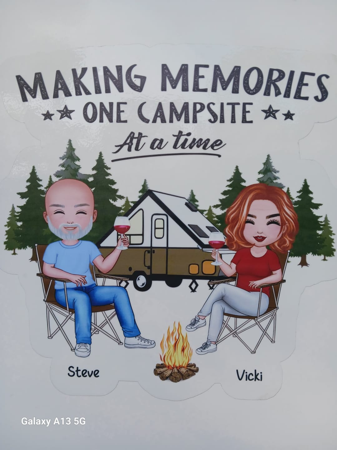 Customer photo review of Camping Partners For Life Doll Couple Sitting Personalized RV Decal