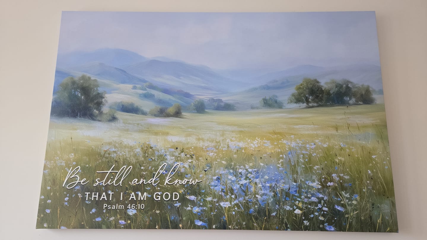 Customer photo review of Be Still And Know That I Am God Psalm 46:10 Wall Art Canvas Print