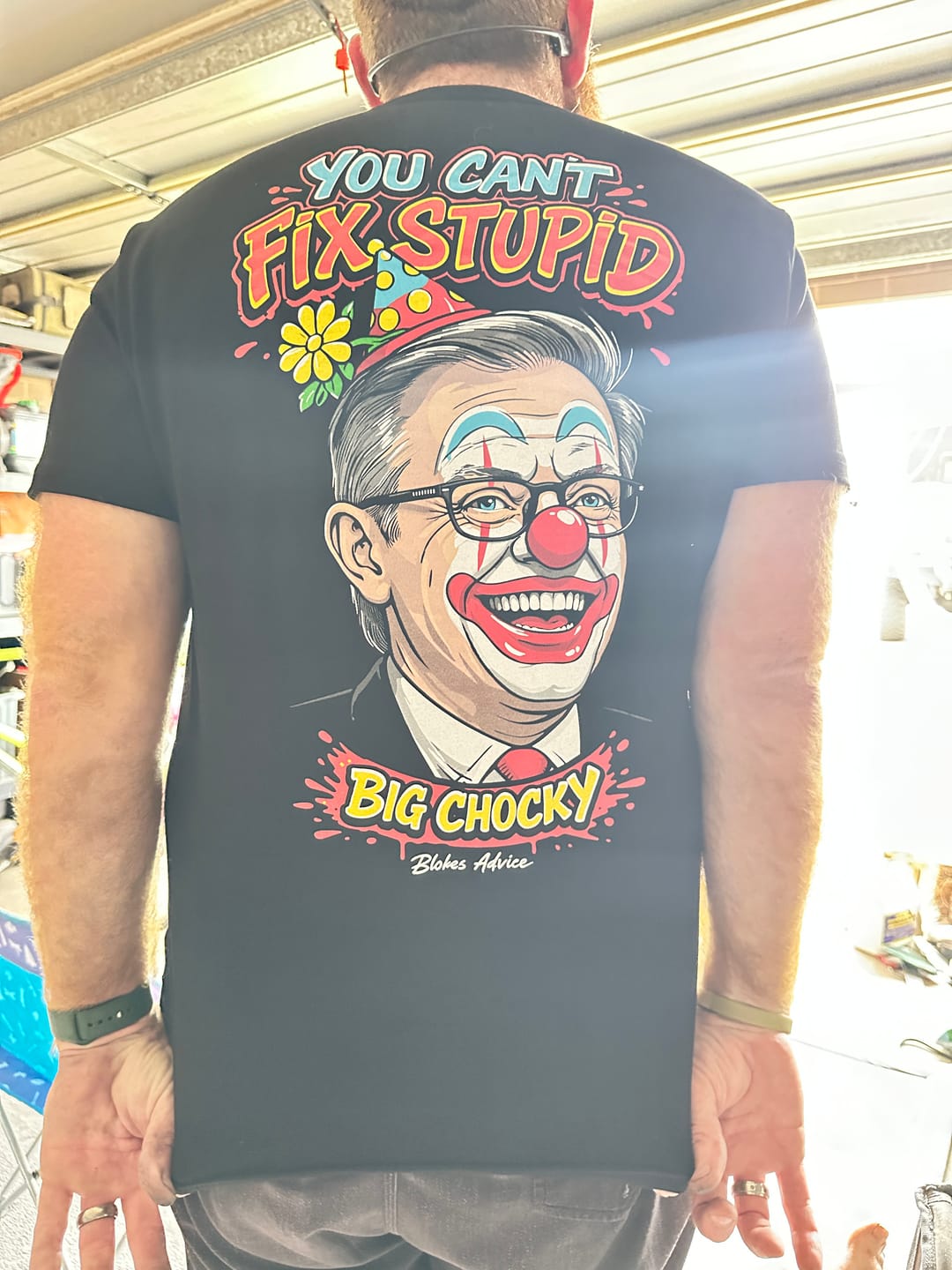 Customer photo review of Big Chocky: Clown Show Tee