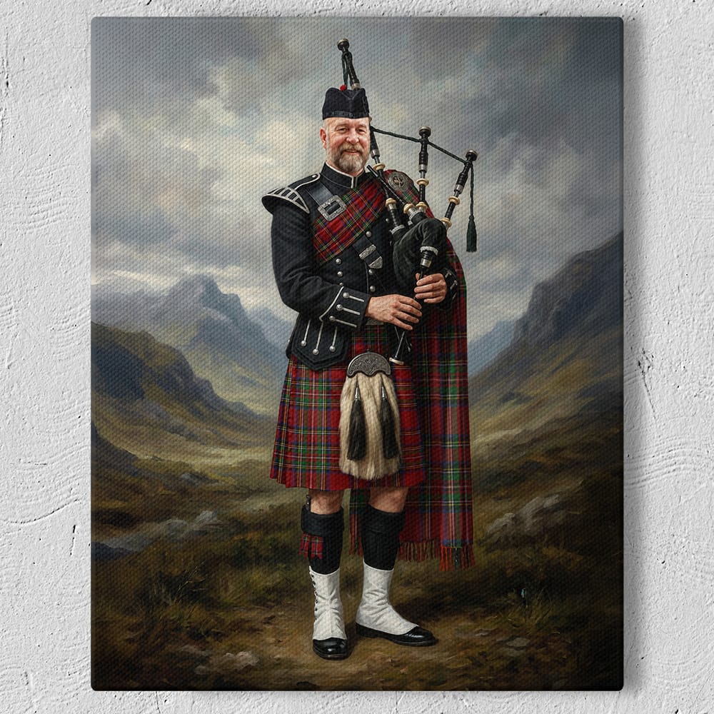 Customer photo review of Scottish Highland Bagpiper Heritage Custom Portrait Canvas