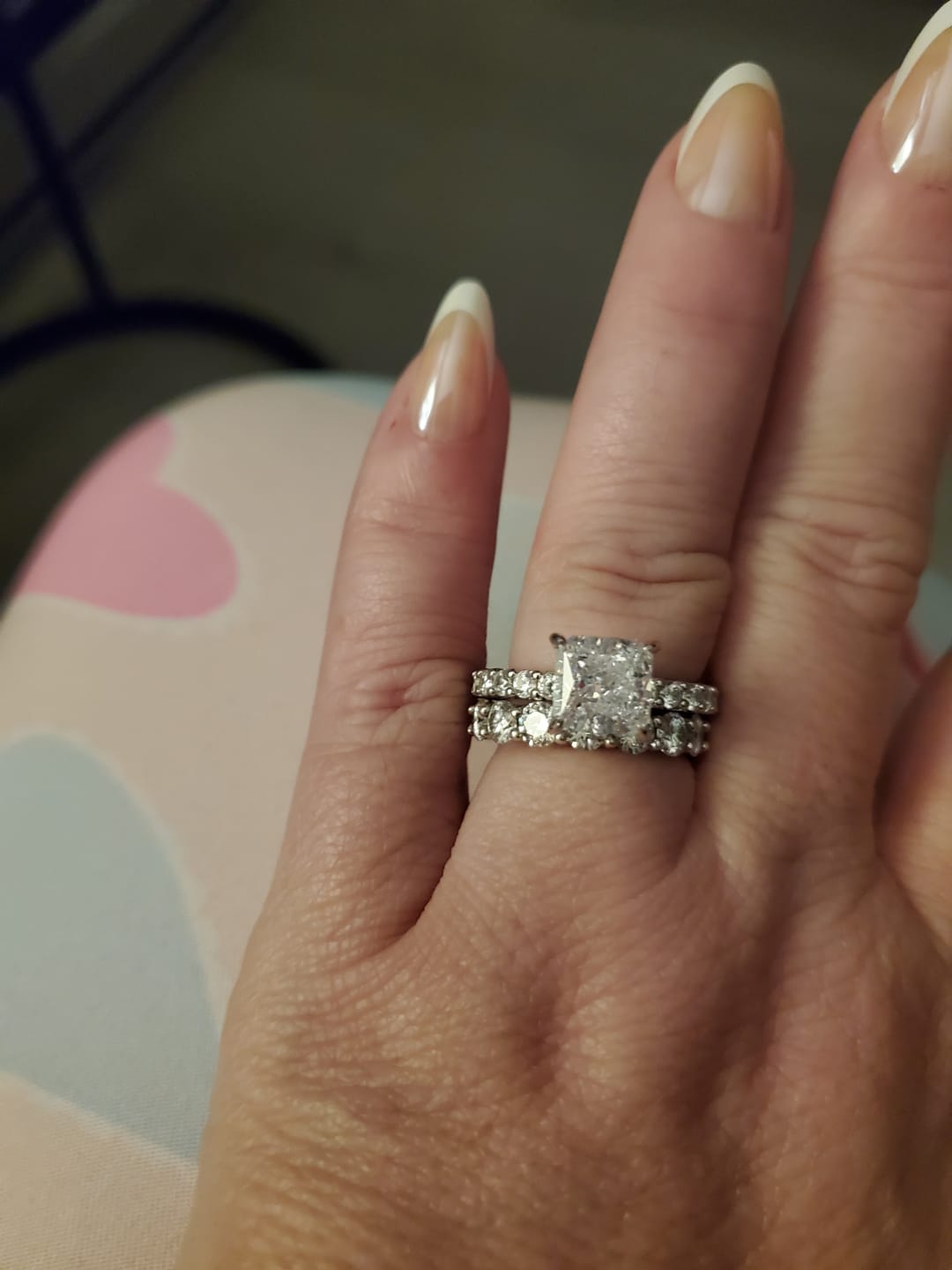 Customer photo review of Louily Classic Square Princess Cut Engagement Ring For Women