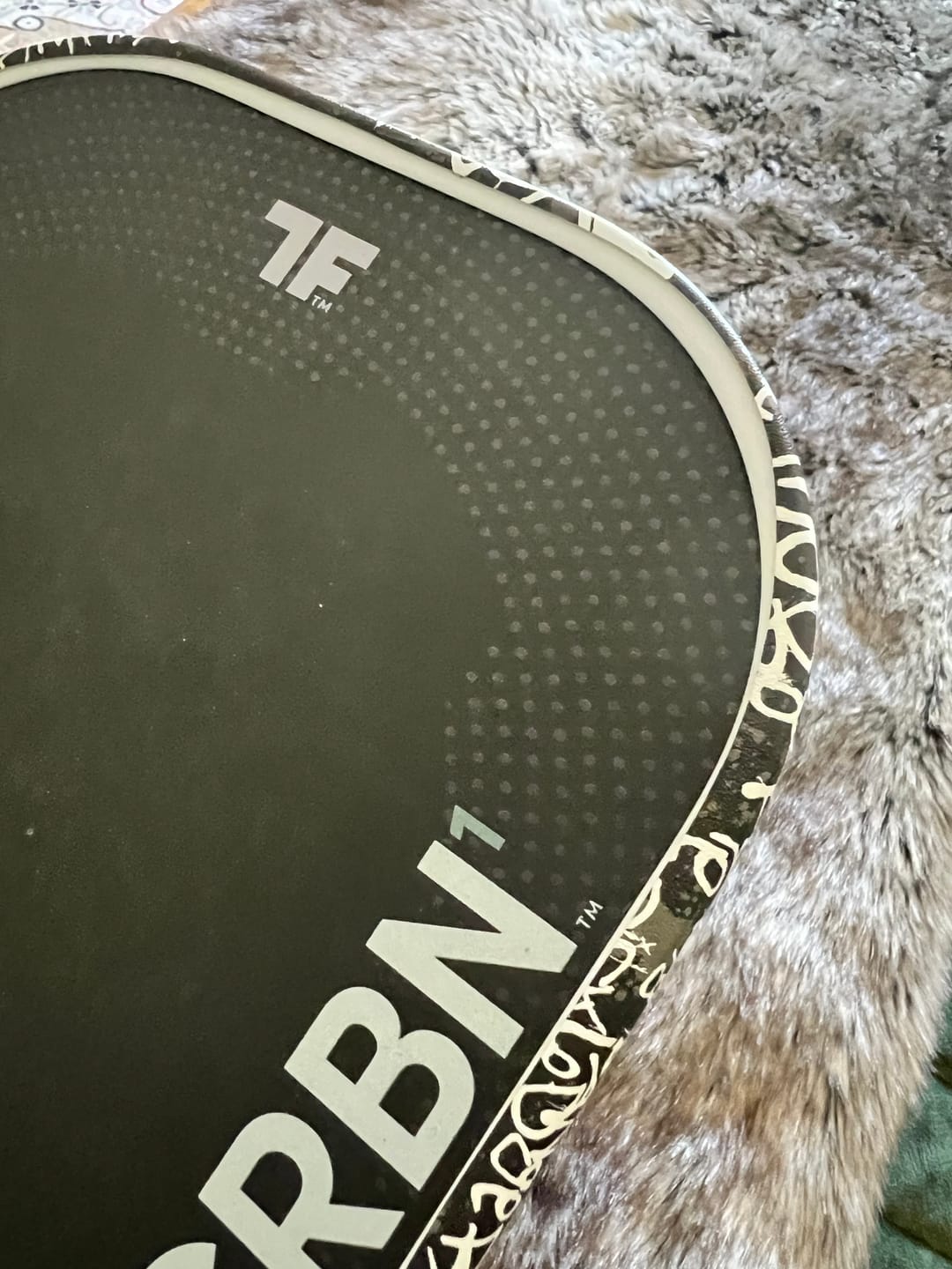 Customer photo review of White Graffiti Edge Tape (3 pack) - Pickleball Paddle Edge Tape
