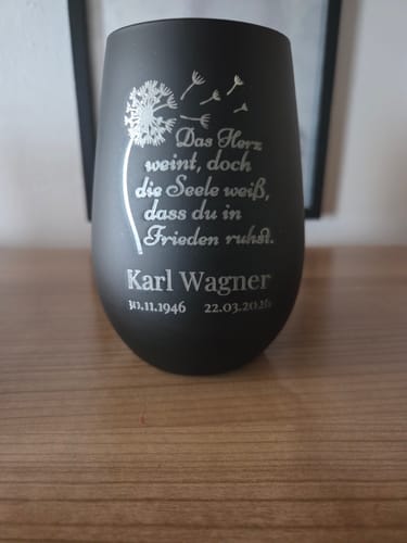 Customer photo review of Windlicht - Trauerlicht - personalisierbar