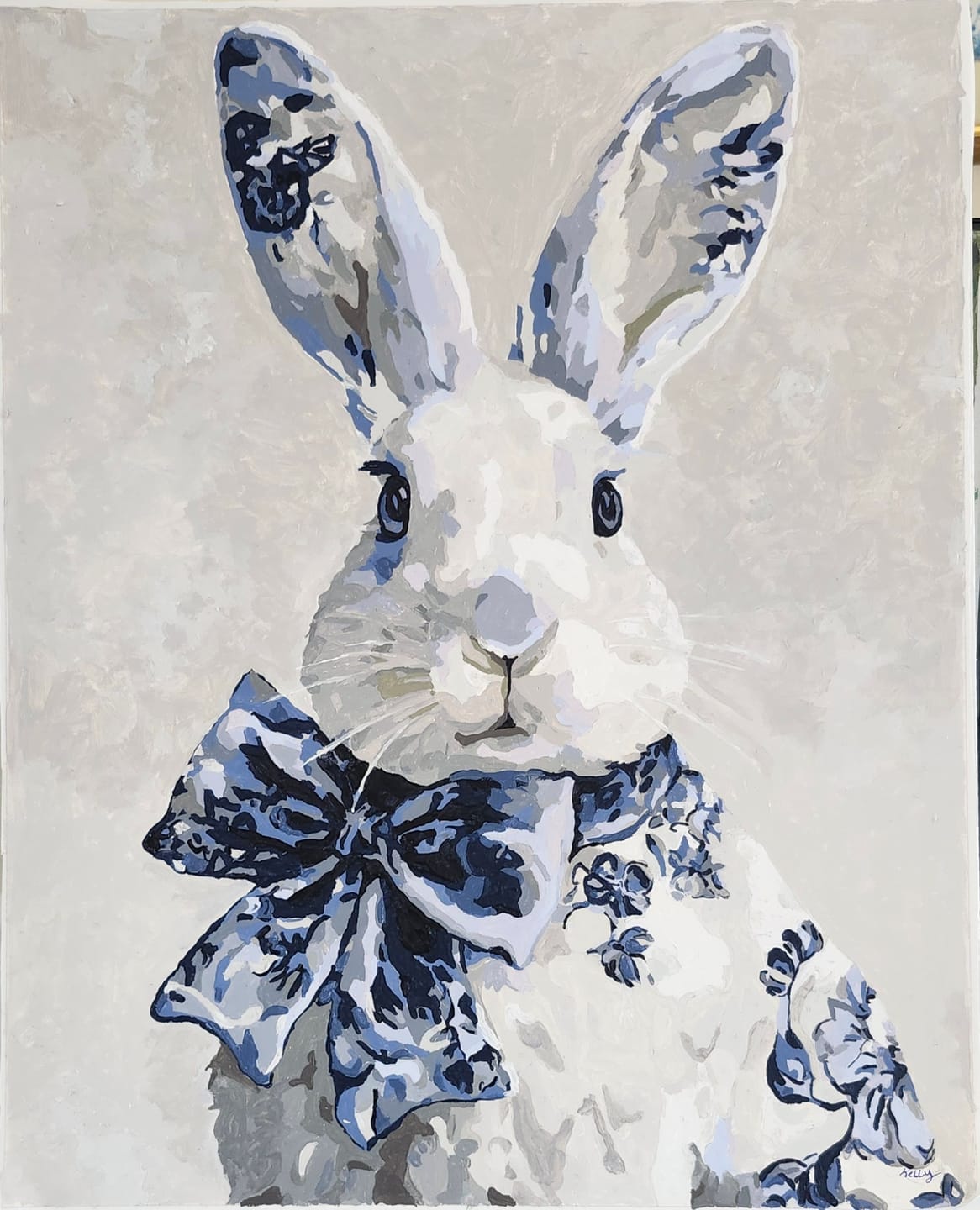 Customer photo review of Delft Blue Bunny | Paint by Number