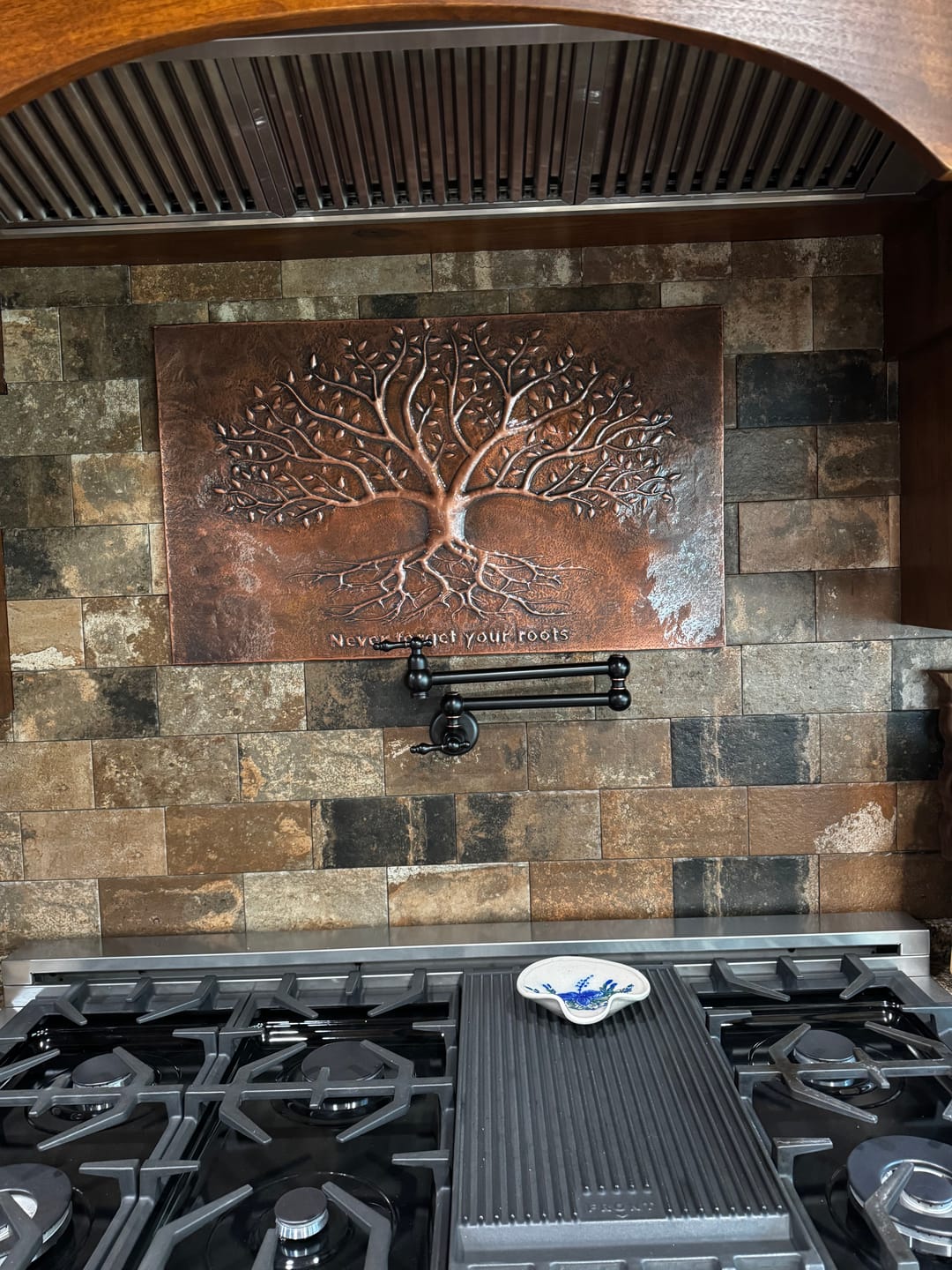 Customer photo review of Rustic Brown Tree With Roots Copper Backsplash