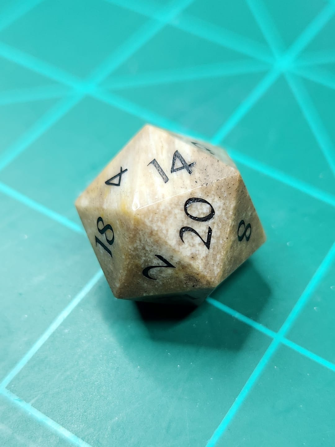 Customer photo review of URWizards D&D Petrified Wood Gemstone Engraved Dice Set(Limited edition)