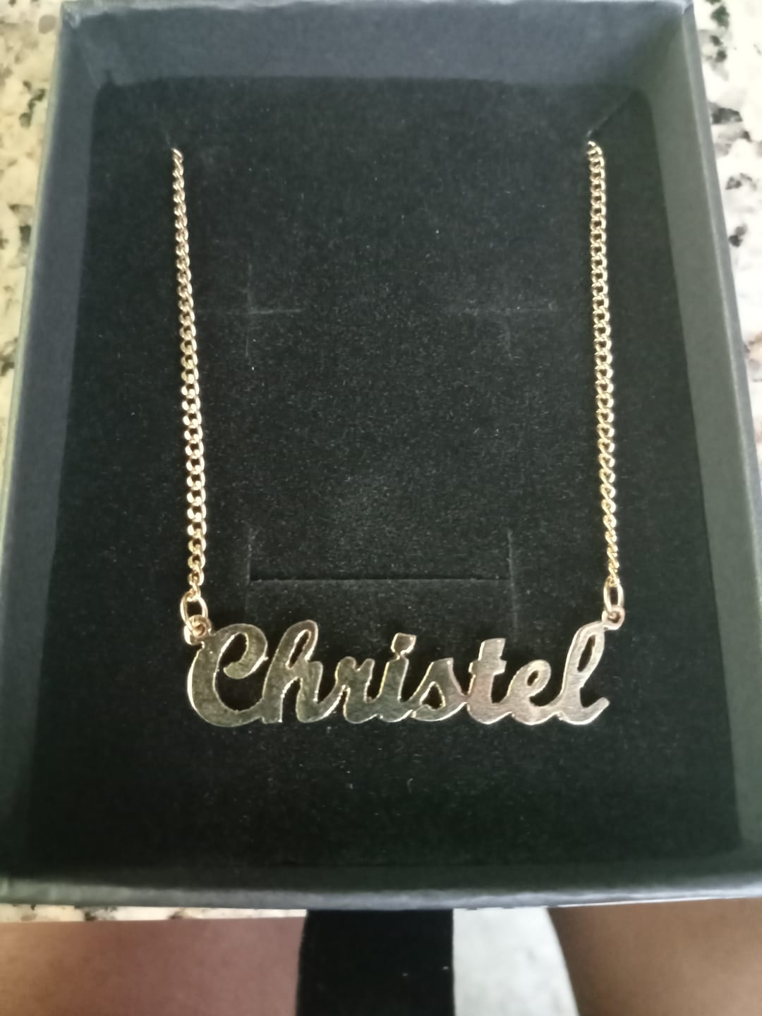 Customer photo review of Script-MT Name Necklace