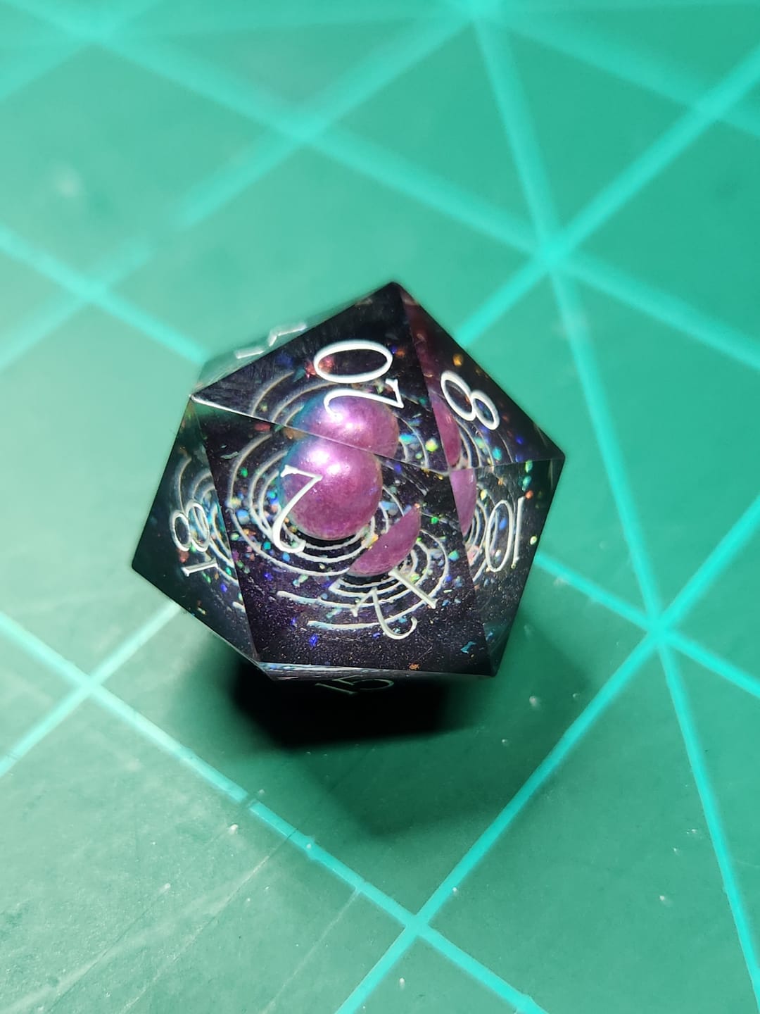 Customer photo review of URWizards D&D Resin Engraved Dice Set The Galaxy