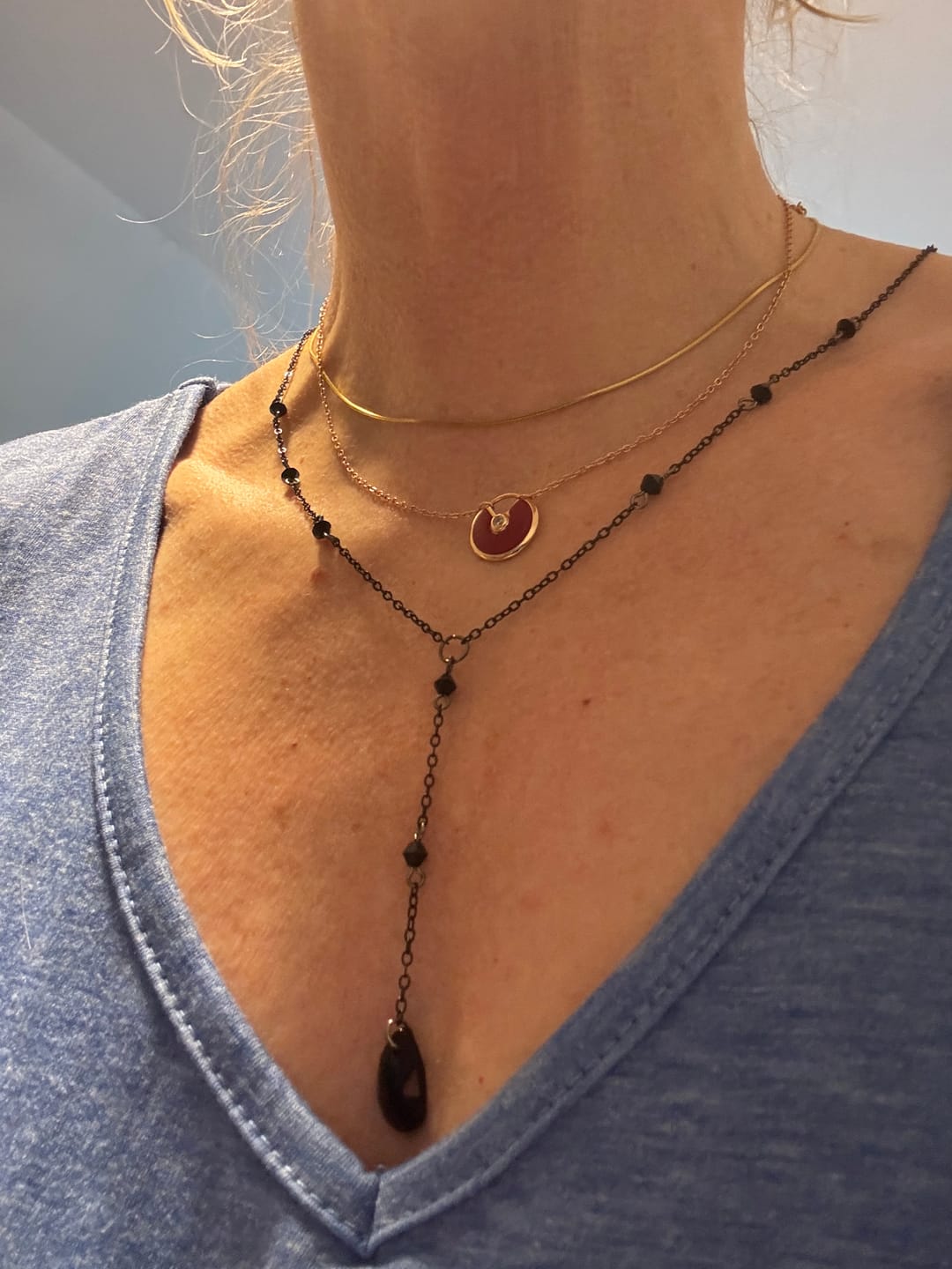 Customer photo review of Obsidian Halskette - Perlenkette mit Anhänger