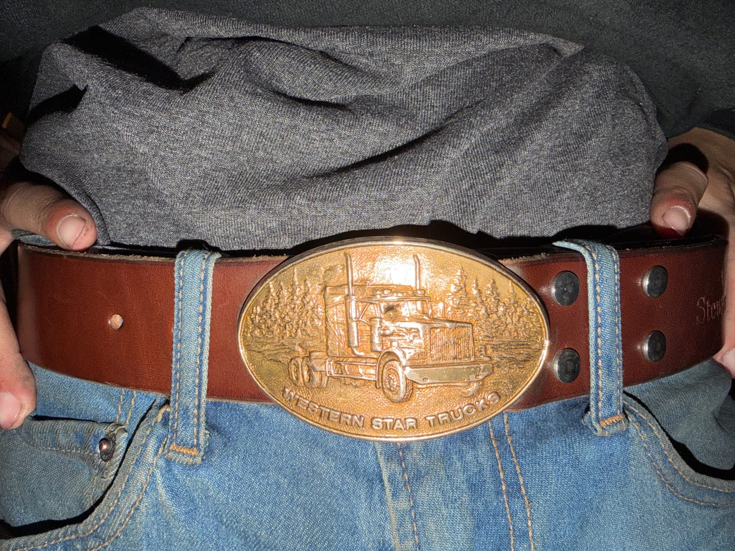 Customer photo review of The Man Belt – 1¾″ Heavy-Duty Leather Work Belt (Rich Brown)