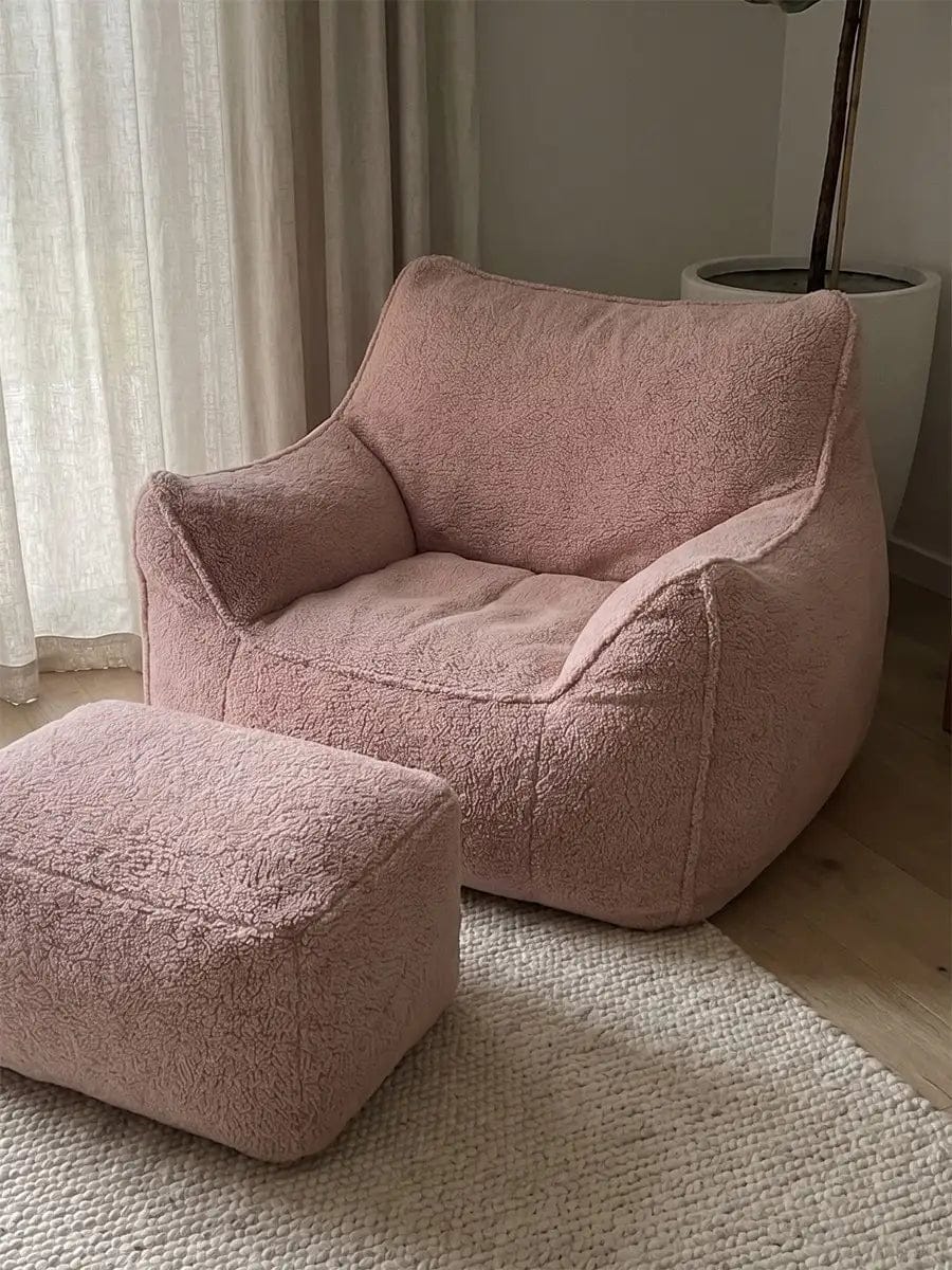Customer photo review of DODO LOUNGE CHAIR - TEDDY FLEECE BLUSH