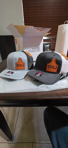 Customer photo review of Richardson 112 Genuine Leather Patch Hats Laser Engraved