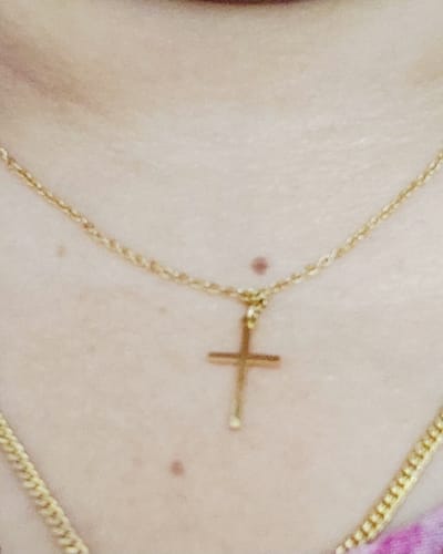 Customer photo review of Golden Cross Necklace