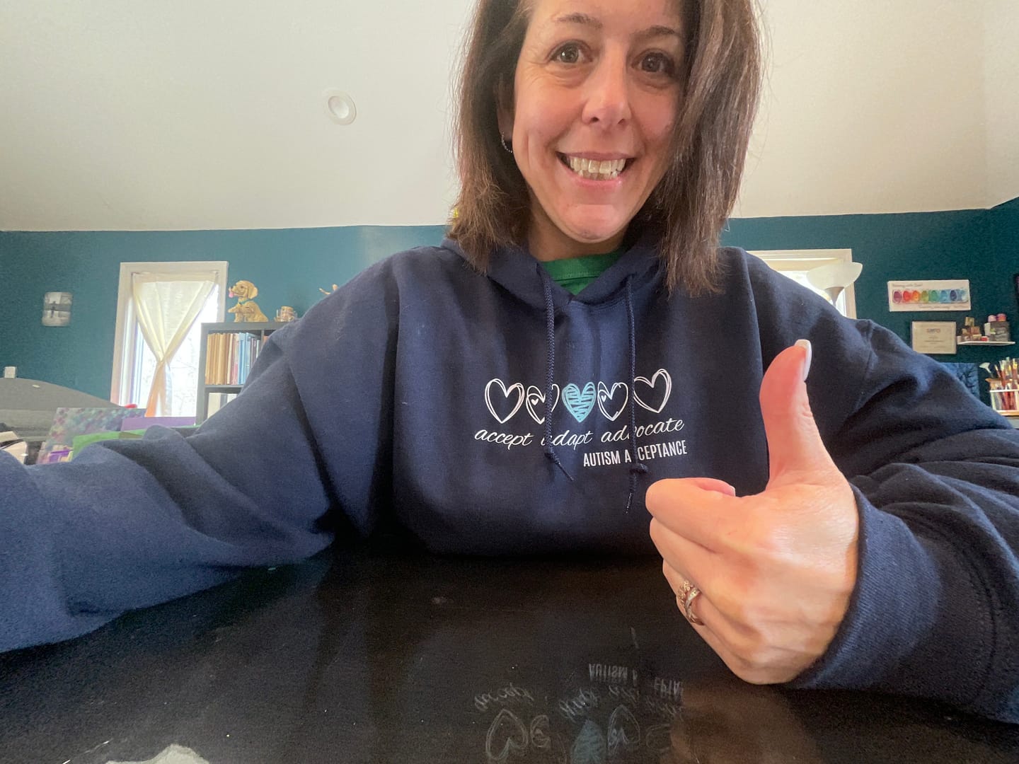 Customer photo review of Accept Adapt Advocate Love Hearts Hoodie