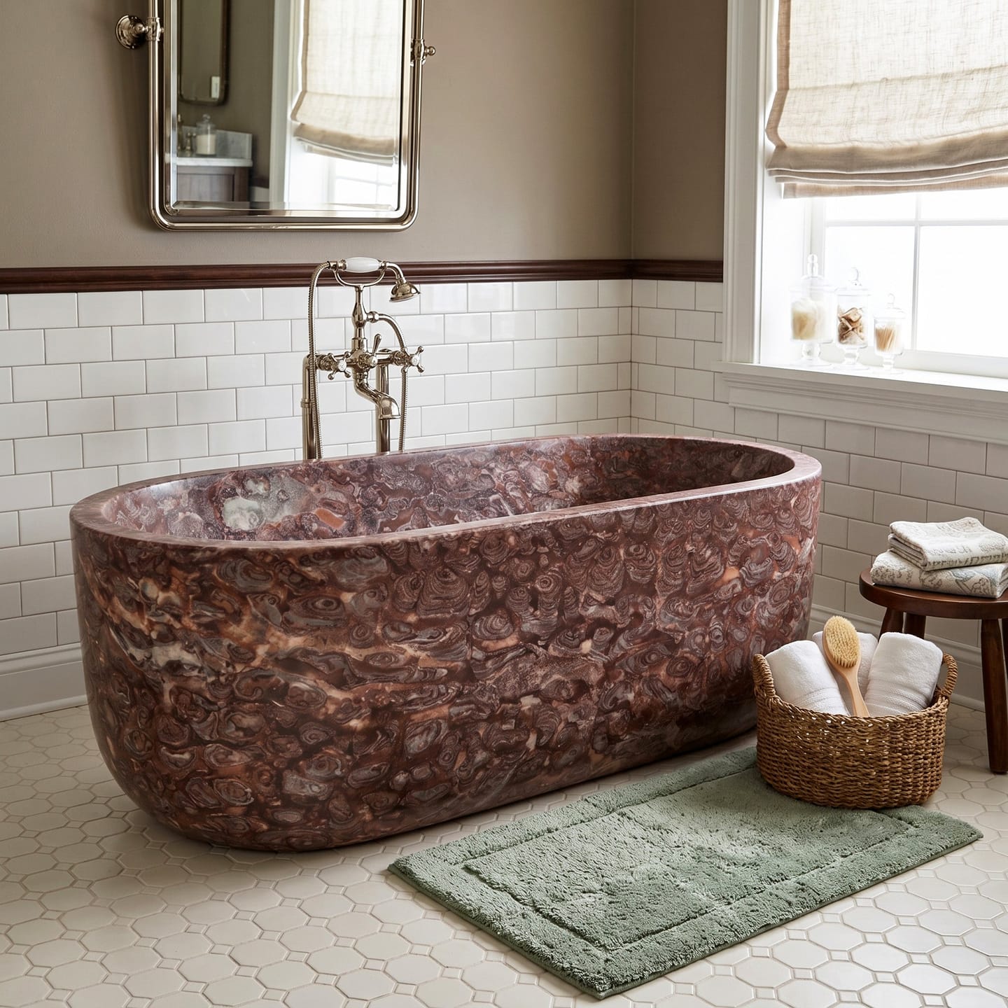 Customer photo review of Elite French Red Marble Natural Stone Bath Tub EM-O08