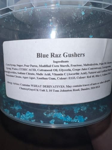 Customer photo review of Blue Raspberry GUSHERS - PICK YOUR SIZE