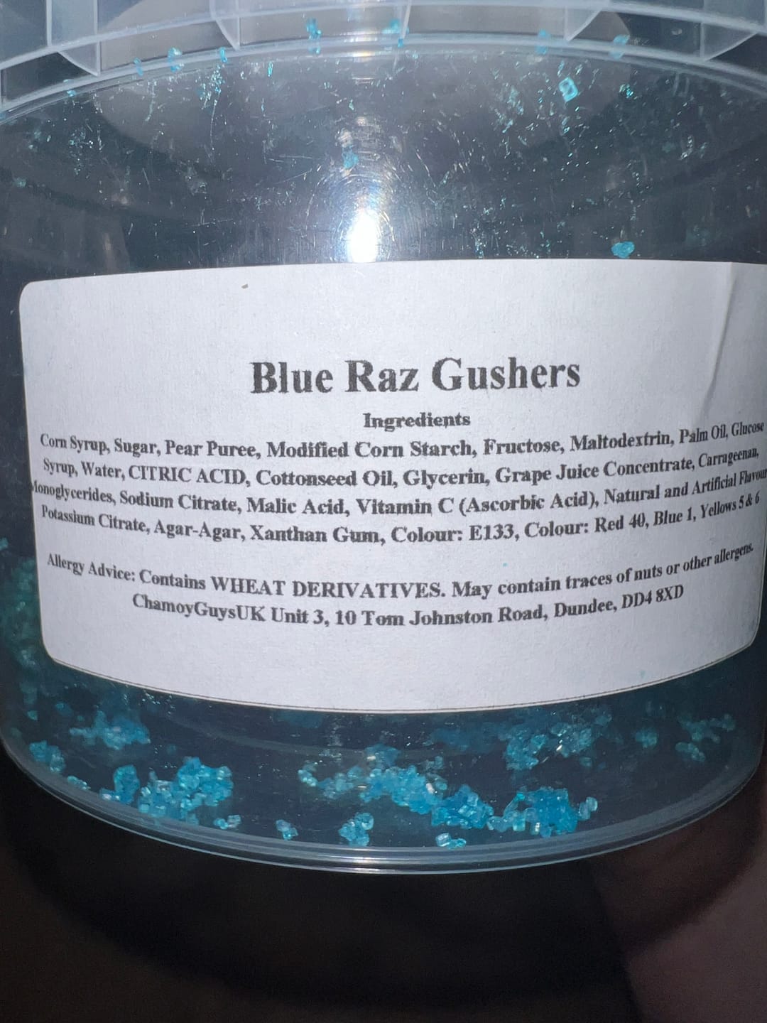 Customer photo review of Blue Raspberry GUSHERS - PICK YOUR SIZE