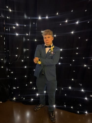 Customer photo review of Men's 3-Piece Classic One Button Royal Blue Tuxedo