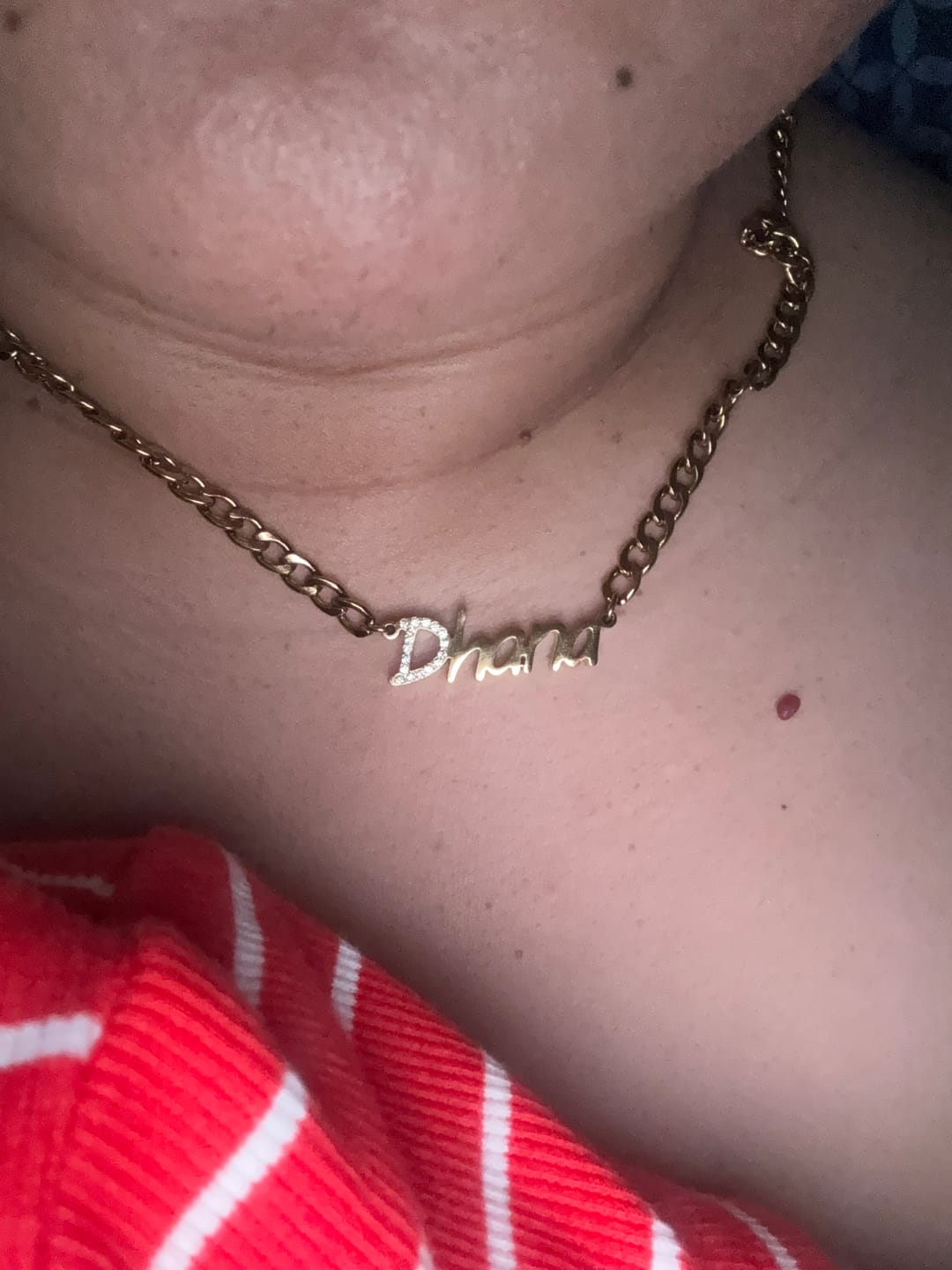 Customer photo review of Thick Nameplate Necklace w/ Cuban Chain