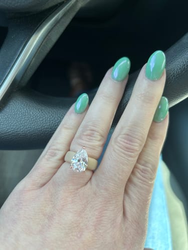 Customer photo review of Silicone Ring – 8×12 mm Pear Cut CZ | Patent-Pending Design - GlowStone Collection