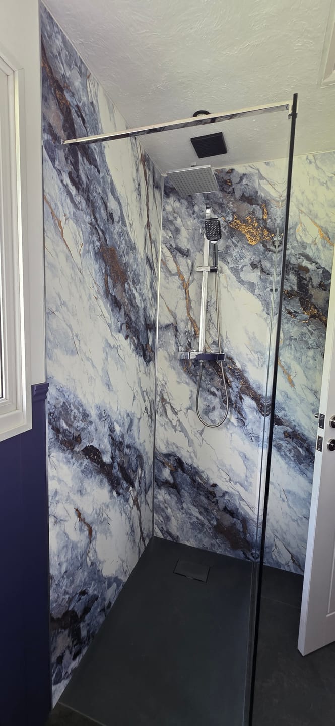 Customer photo review of 10mm Ocean Blue Ultra Matt Shower Panel 1M x 2.4M
