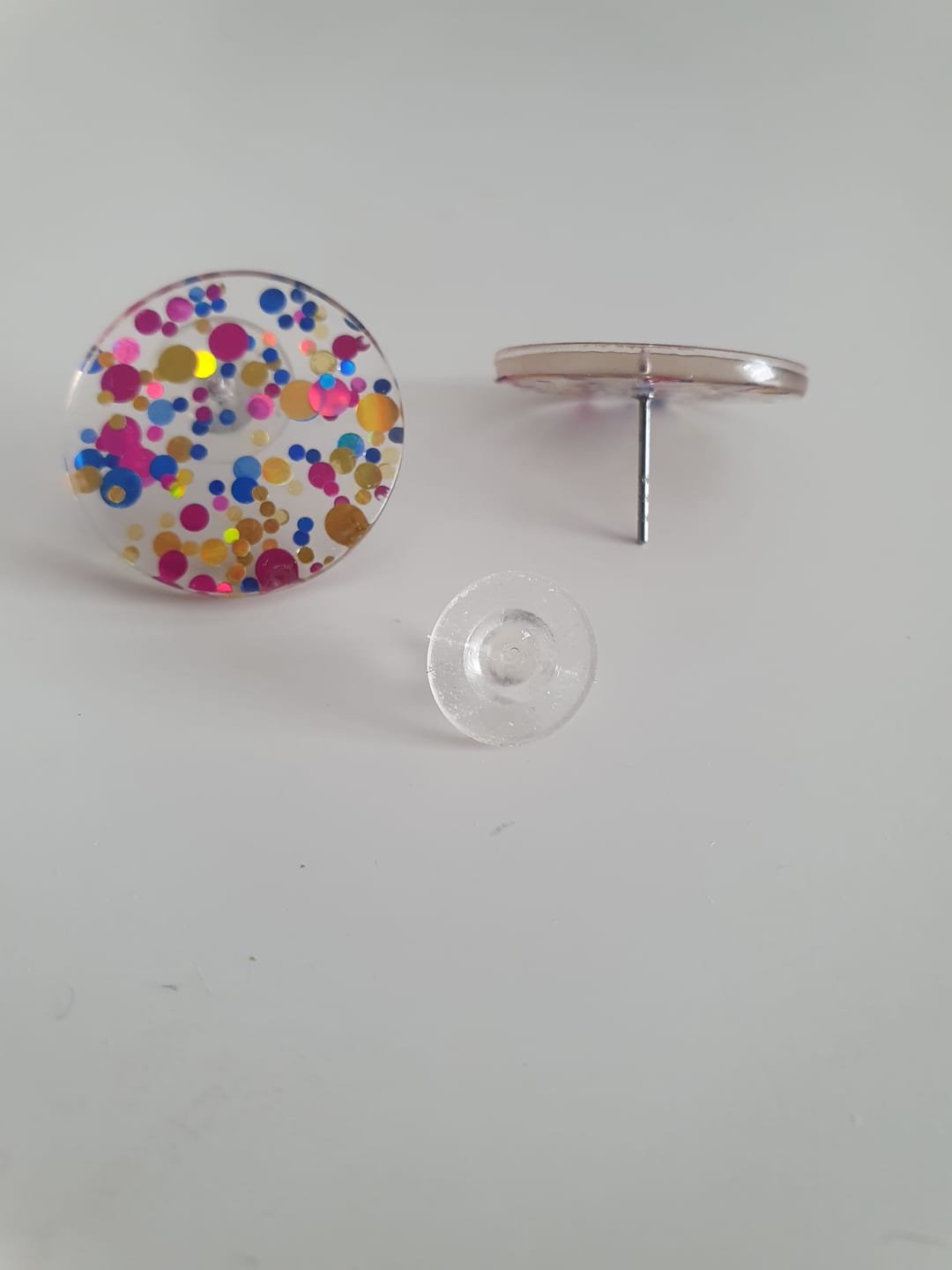 Customer photo review of Glitzer Statement Ohrstecker *GLITZER KONFETTI* blau/pink/golden