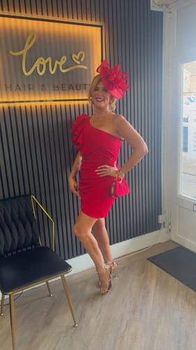 Customer photo review of LBD Exclusive Red Rosie Mini Party Dress