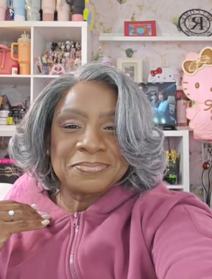 Customer photo review of Luvwin 5x5 Salt And Pepper Glueless Gray Color Pre-Cut Lace Layered Cut Straight Bob Wig 100% Human Hair